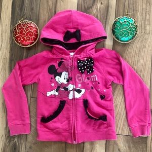 Disney Minnie Mouse pink black girl hoodie jacket